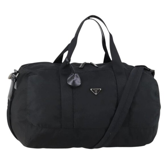 PRADA Handbags - PRADA Boston Bag Nylon 2way Black Silver Auth